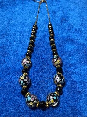 Vintage 20” with 6” Extender Venetian Style Lamp-work Art Glass Necklace.